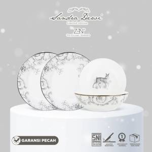 ZEN X SANDRA DEWI 4 Dinner Set Frost Deer 2 Dinner 2 Bowl + Box