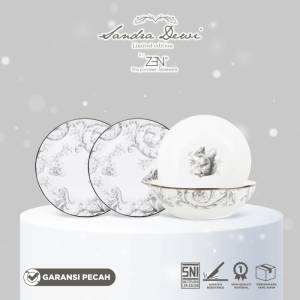 ZEN X SANDRA DEWI Frost Dinner Set 2 Piring Salad 2 Bowl Squirrel+Box