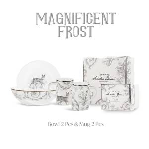 ZEN X SANDRA DEWI 4 Dinner Set Frost Deer 2 Mangkok 2 Mug + Box