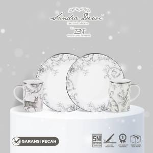 ZEN X SANDRA DEWI Frost Dinner Set 2 Piring Makan 2 Mug Deer + Box