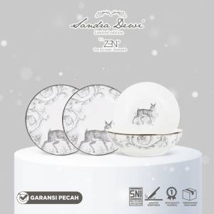 ZEN X SANDRA DEWI Frost Dinner Set 2 Piring Salad 2 Bowl Deer + Box