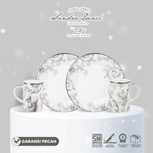 ZEN X SANDRA DEWI Frost Dinner Set 2 Piring Makan 2 Mug Squirrel + Box