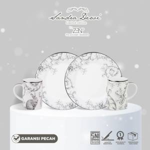 ZEN X SANDRA DEWI Frost Dinner Set 2 Piring Makan 2 Mug Rabbit + Box