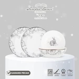 ZEN X SANDRA DEWI 4 Dinner Set Frost Rabbit 2 Dinner 2 Bowl + Box