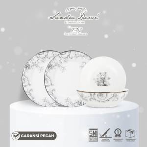 ZEN X SANDRA DEWI 4 Dinner Set Frost Bear 2 Dinner 2 Bowl + Box