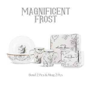 ZEN X SANDRA DEWI 4 Dinner Set Frost Squirrel 2 Mangkok 2 Mug + Box