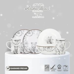 ZEN X SANDRA DEWI Frost Piring Mangkuk Mug Keramik 6pcs Bear + Box