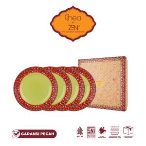 ZEN x Ghea Jumputan Series Piring Salad Green isi 4 pcs + Box