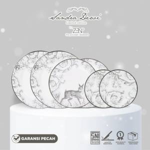 ZEN X SANDRA DEWI Frost Dinner Set Piring Keramik 6pcs Deer + Box