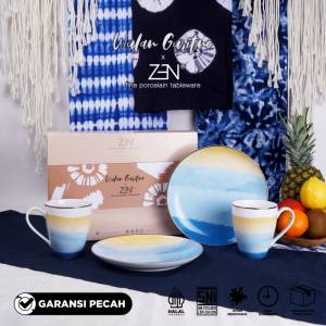ZEN x WULAN GURITNO Piring Mug Keramik Blissful Splash isi 4 pcs + Box