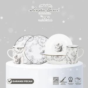 ZEN X SANDRA DEWI Frost Piring Mangkuk Mug Keramik 6pcs Squirrel + Box