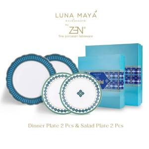 ZEN X LUNA MAYA Piring Makan Set Delightful Aiyla Green isi 4pcs +Box