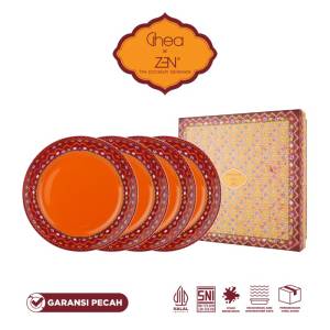 ZEN x Ghea Jumputan Series Piring Makan Orange isi 4 pcs + Box