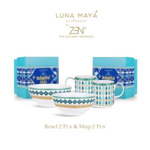 ZEN X LUNA MAYA Mangkok Mug Keramik Delightful Aiyla White 4pcs +Box