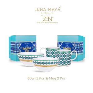 ZEN X LUNA MAYA Mangkok Mug Keramik Delightful Aiyla Green 4pcs +Box