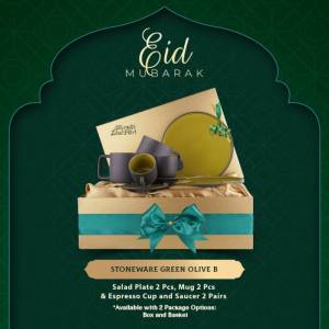 ZEN Hampers Ramadhan Piring Mug Keramik Green Olive B