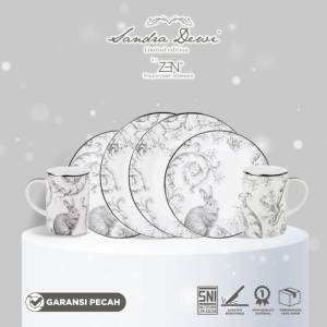 ZEN X SANDRA DEWI Frost Piring Mug Keramik 6pcs Rabbit + Box