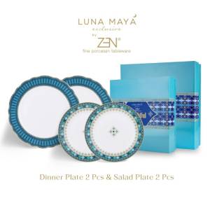 ZEN X LUNA MAYA Piring Makan Set Delightful Aiyla Blue isi 4pcs +Box