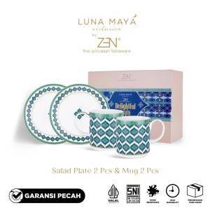 ZEN X LUNA MAYA Gift Set Piring Salad Mug Keramik Delightful Aiyla Green isi 4pcs + Box