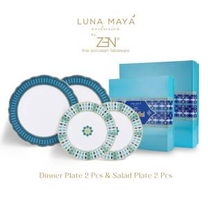 ZEN X LUNA MAYA Piring Makan Set Delightful Aiyla White isi 4pcs +Box