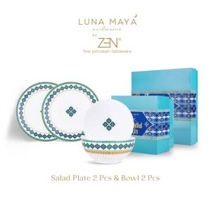 ZEN X LUNA MAYA Piring Salad Mangkok Delightful Aiyla Green 4pcs +Box