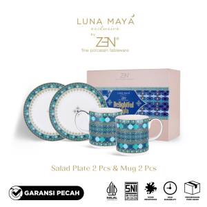 ZEN X LUNA MAYA Gift Set Piring Salad Mug Keramik Delightful Aiyla Blue isi 4pcs + Box
