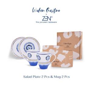 ZEN x WULAN GURITNO Piring Salad Mug Keramik Blissful Asha isi 4 pcs + Box