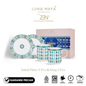 ZEN X LUNA MAYA Gift Set Piring Salad Mug Keramik Delightful Aiyla White isi 4pcs + Box