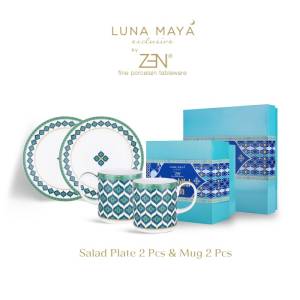 ZEN X LUNA MAYA Piring Salad Mug Delightful Aiyla Green isi 4pcs +Box