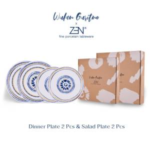 ZEN x WULAN GURITNO Piring Makan Keramik Set Blissful Asha isi 4 pcs + Box