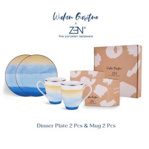 ZEN x WULAN GURITNO Piring Makan Mug Keramik Blissful Splash isi 4 pcs + Box