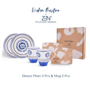 ZEN x WULAN GURITNO Piring Makan Mug Keramik Blissful Asha isi 4 pcs + Box