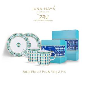 ZEN X LUNA MAYA Piring Salad Mug Delightful Aiyla White isi 4pcs +Box