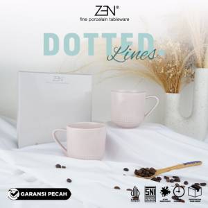 ZEN Mug Keramik Dotted Lines Pink isi 2 pcs + Box