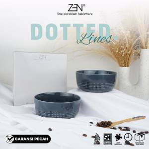 ZEN Mangkuk Keramik Dotted Lines Blue Navy isi 2 pcs + Box