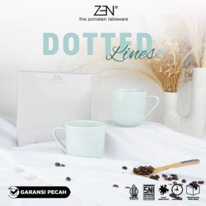ZEN Mug Keramik Dotted Lines Green Mint isi 2 pcs + Box