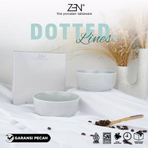ZEN Mangkuk Keramik Dotted Lines Light Grey isi 2 pcs + Box
