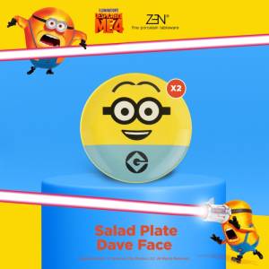 MINIONS ZEN Piring Salad Keramik Dave Face 2 pcs + Box