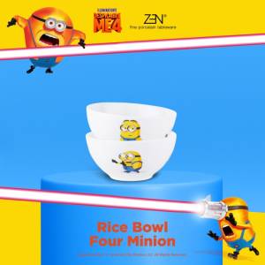 MINIONS ZEN Mangkok Kecil Rice Bowl Keramik Four Minions 2 pcs + Box