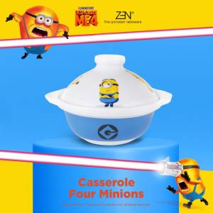 MINIONS ZEN Mangkok Casserole dan Tutup Keramik Four Minions 1 pcs + Box