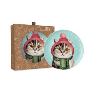 ZEN Piring Keramik My Glamorous Pet Dashing Winter Cat 2 pcs + Box