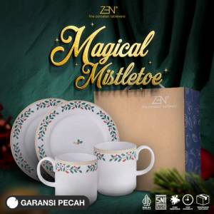 ZEN Dinner Set Piring Mug Keramik Magical Mistletoe Christmas isi 4 pcs + Box