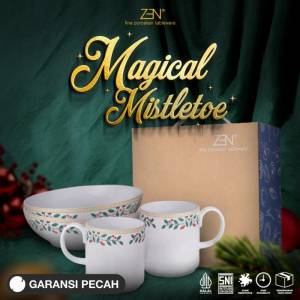 ZEN Dinner Set Mug Mangkuk Keramik Magical Mistletoe Christmas isi 4 pcs + Box