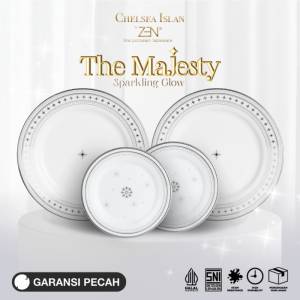 ZEN X CHELSEA ISLAN Dinner Set Keramik Sparkling Glow Silver 2 Piring Makan 2 Piring Kecil + Box