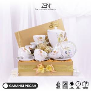ZEN Hampers Natal Estetik Christmas Hampers Tea Set Cangkir Keramik Belleza Garden