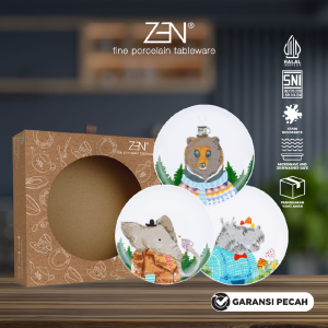 ZEN Piring Keramik Animal Hypo, Bear, Elephant 3 Pcs & Gift Box
