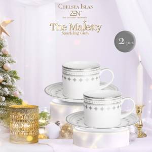 ZEN X CHELSEA ISLAN Cangkir Keramik Sparkling Glow Silver 2 pair + Box