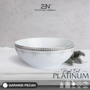 ZEN Mangkok Besar Serving Bowl Keramik Royal Earl Platinum 23 cm