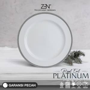 ZEN Piring Makan Keramik Royal Earl Platinum Diameter 27 cm