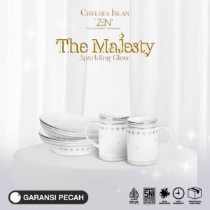 ZEN X CHELSEA ISLAN Dinner Set Keramik Sparkling Glow Silver 2 Mangkok 2 Mug + Box